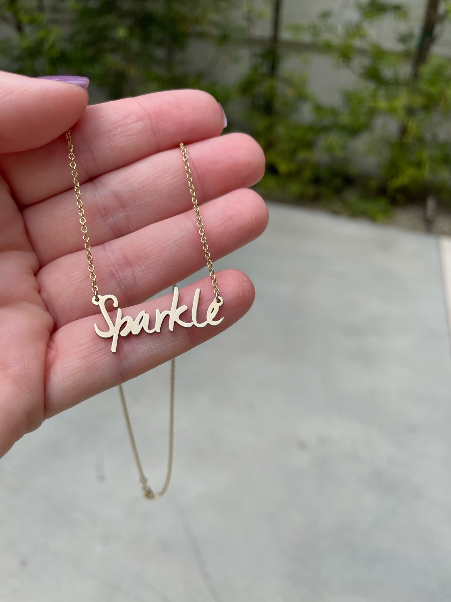 Gold nameplate necklace hot sale near me